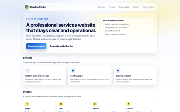 AI-generated services website preview