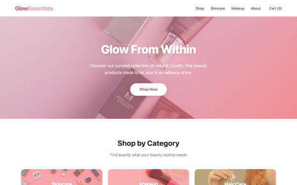 Beauty Store website template preview