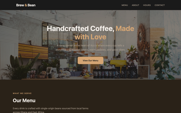 Local Cafe website template preview