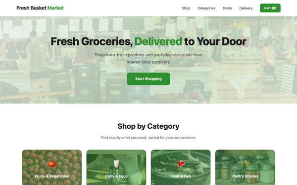 Grocery Store website template preview