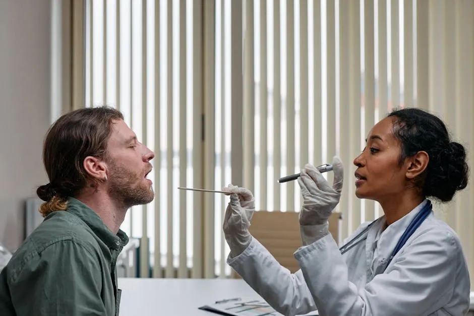 A doctor examining a young patient