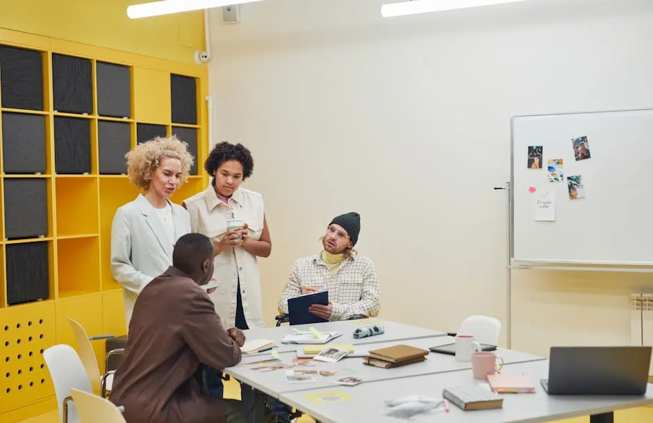 Diverse team of consultants in a working session