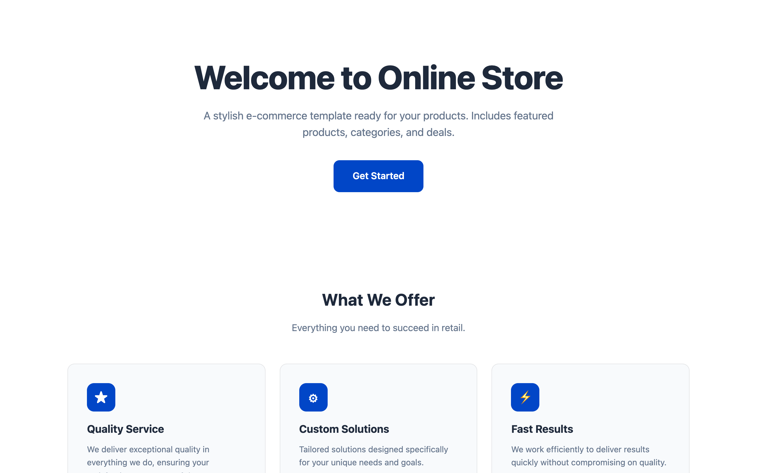 Online Store ecommerce website template preview