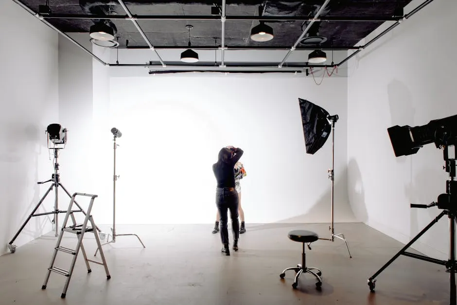 A working photographer during a portrait session