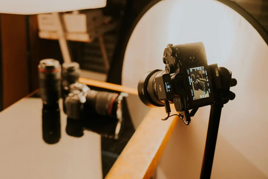Photographer reviewing frames on the back of a camera