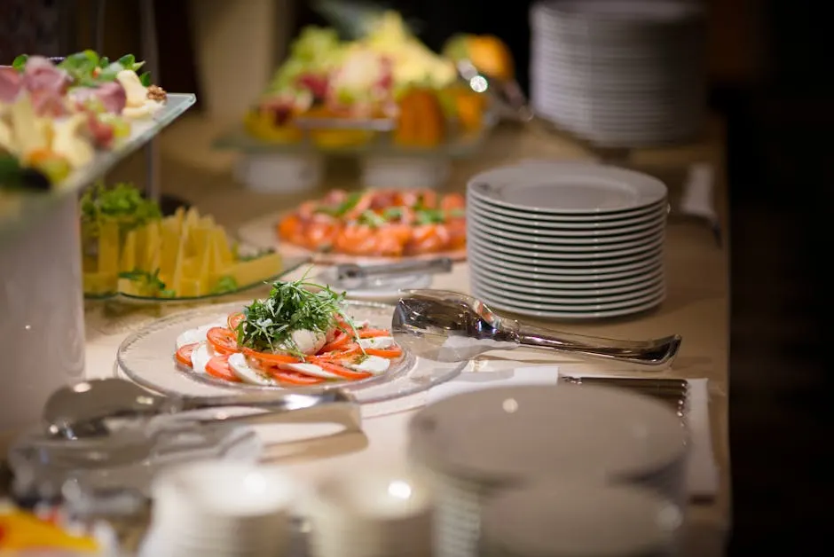 Close-up of fresh ingredients being prepared at the kitchen pass