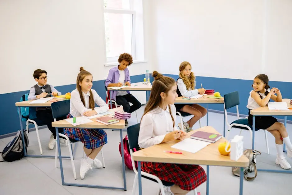 Diverse students learning together in classroom