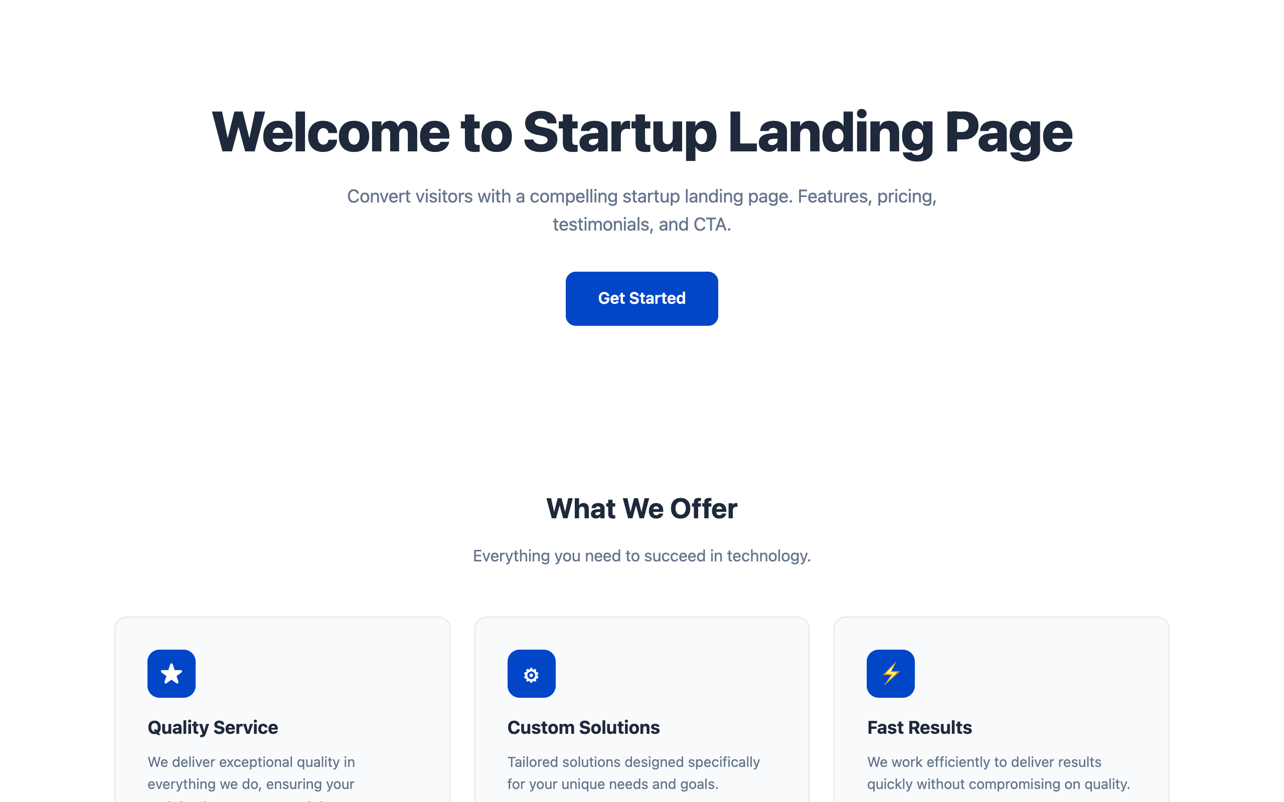 Startup Landing Page landing website template preview